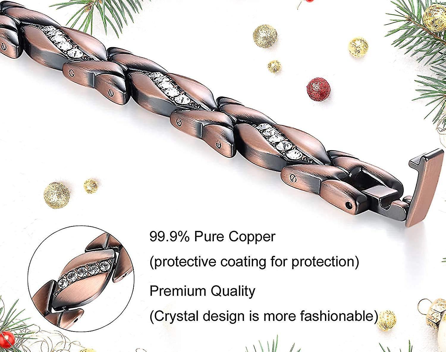 Vòng tay đồng từ tính cho phụ nữ bị viêm khớp ref ~ Vòng đeo tay từ tính 3500 Gauss ~ Liệu pháp hiệu quả cho kênh cổ tay RSI ~ Copper  ở mức 100%