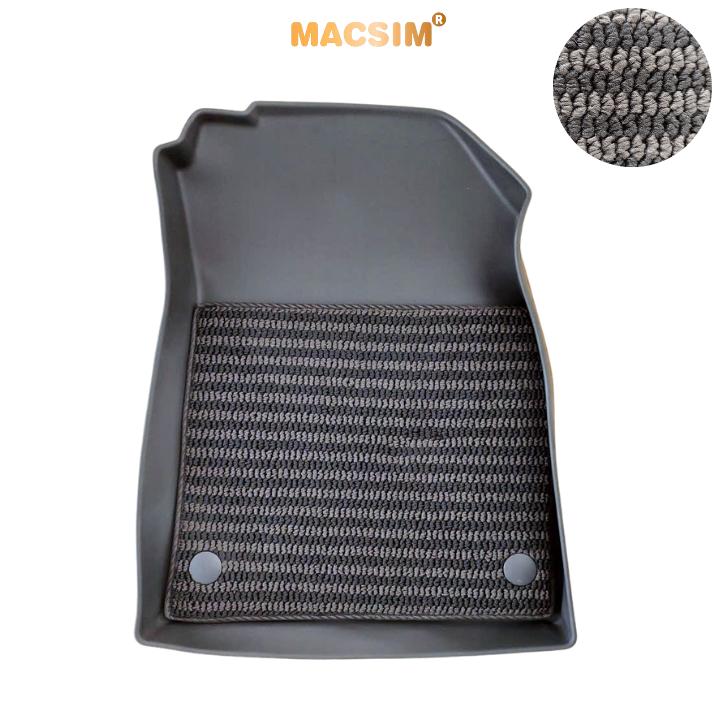 Thảm Lót Sàn 2 Lớp TPE Macsim Kia Sonet Chuẩn Form, Bền, Không Mùi (sd3 xám đen ct)