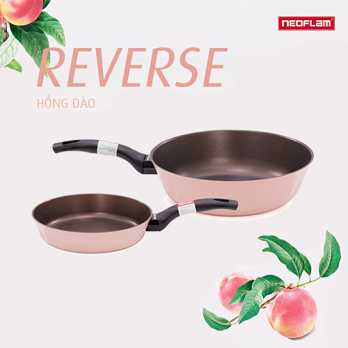 Bộ 2 chảo Reverse Neoflam Chiên 20 - xào 28 màu Hồng đào