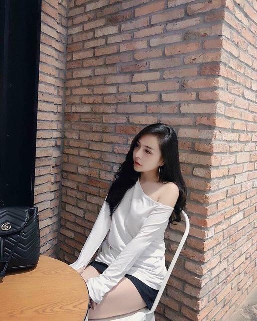 Áo Lệch Vai Xỏ Ngón - Chất Thun Cotton