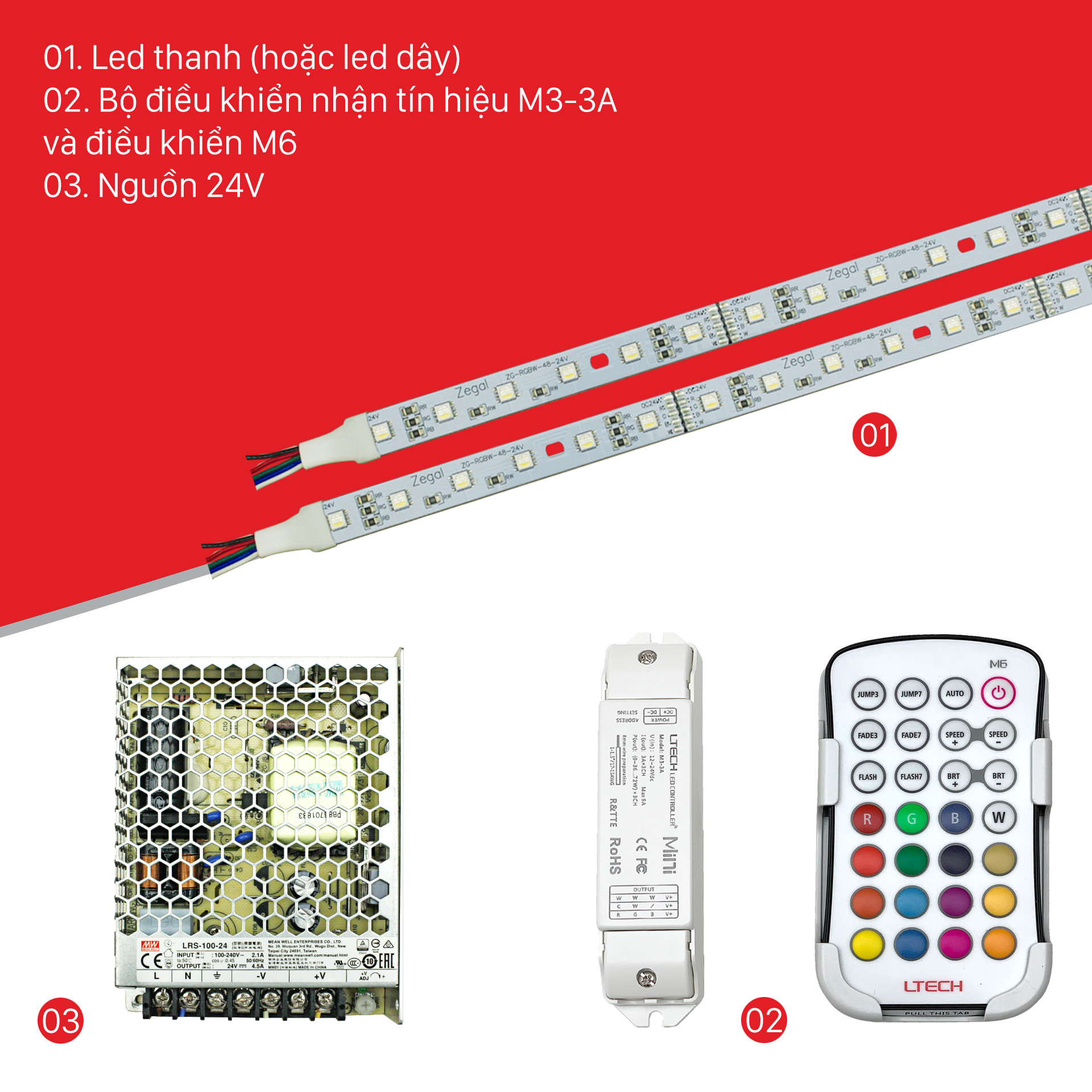 Bộ Điều Khiển Đèn Led Ltech M6+M3-3A Điều Chỉnh Màu Sắc Ánh Sáng, LED Dimmer Controller - Hàng Nhập Khẩu