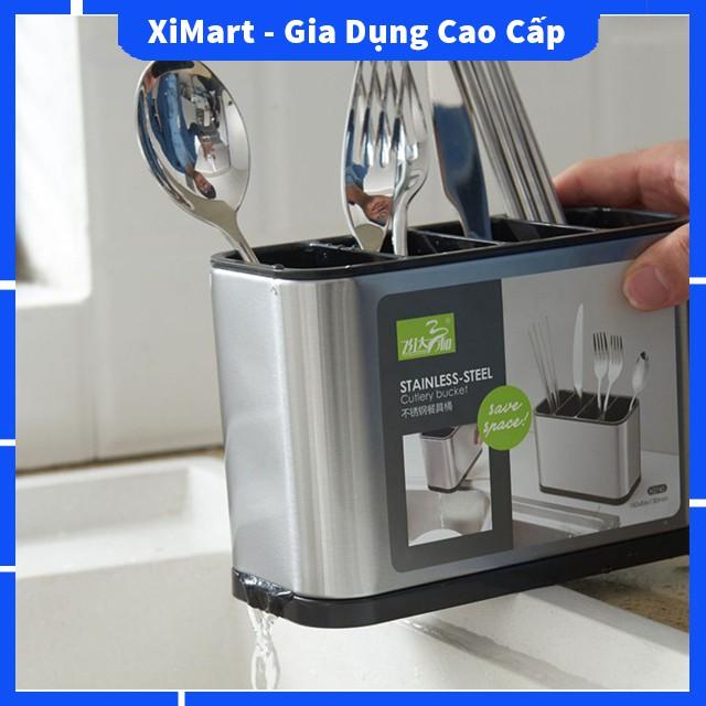 Giá cắm dao đũa thìa Inox 304 cao cấp - Kệ để dao thìa hình vuông đứng tiện lợi