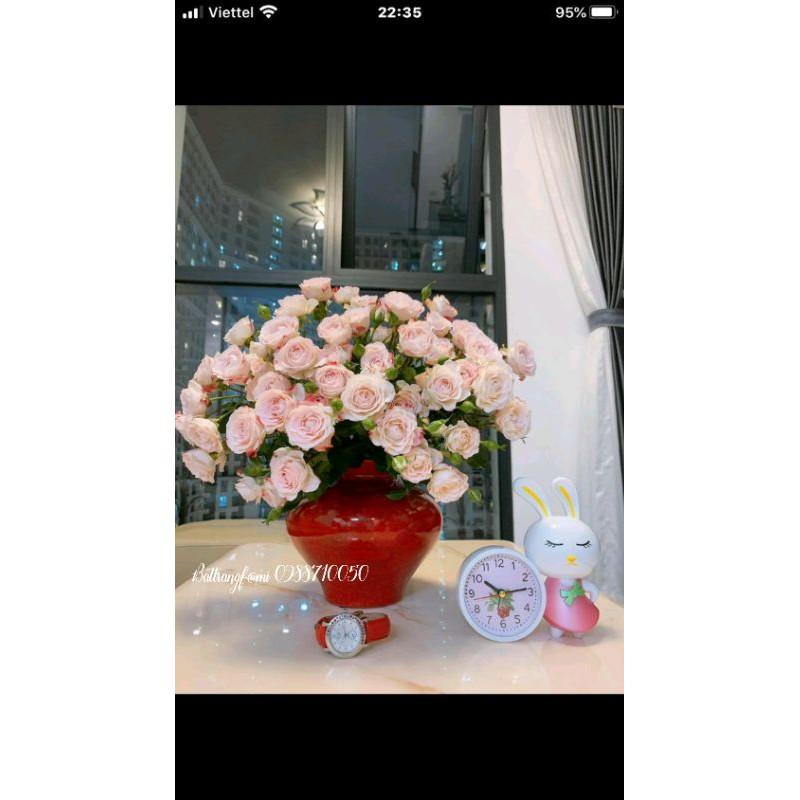 Bình hoa đỏ gốm decor