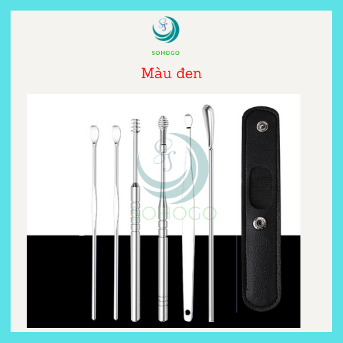 -Bộ dụng cụ ráy tai/ ngoáy tai cao cấp 6 món kèm bao da kiêm móc khóa- CHỌN MẪU- Dụng cụ ráy tai thông minh cho người lớn và trẻ em
