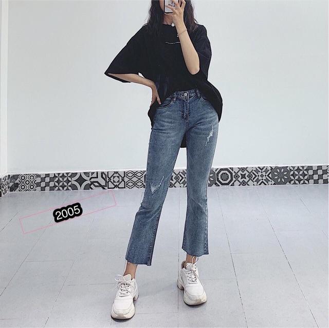 Quần jean dài ống loe lưng cao siêu đẹp