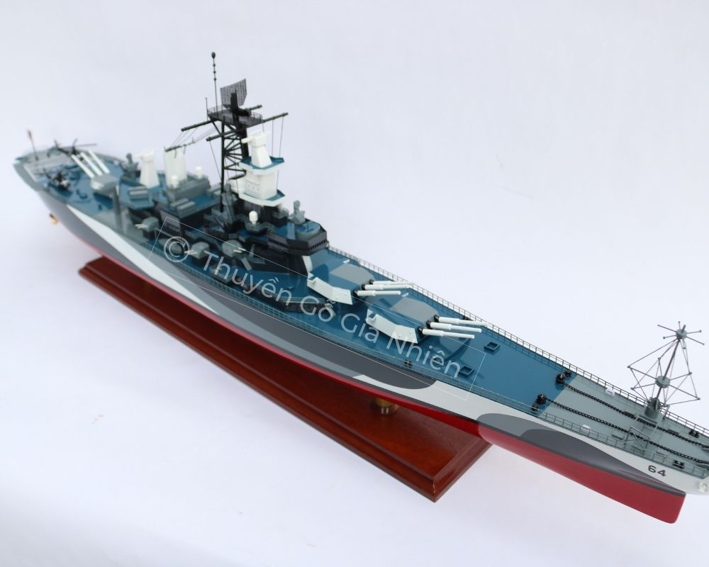 [Giá xưởng] Mô Hình Thuyền Gỗ Phong Thủy Dạng Thuyền Chiến USS WISCONSIN BB64 (camouflage) Chính Hãng Hàng Xuất Khẩu Chất Lượng Cao (Giá xưởng)