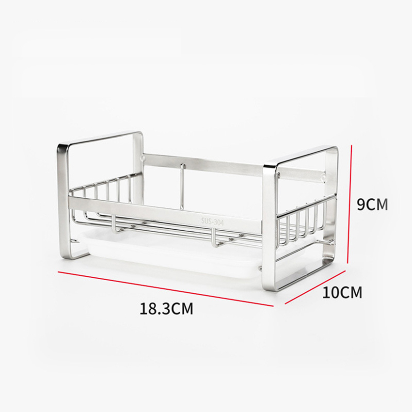 Kệ để đồ rửa chén bát NASI bằng INOX 304 cứng chắc đa năng có khay hứng nước giá phơi miếng giẻ bọt biển đựng nước rửa chén đồ gia dụng nhà bếp