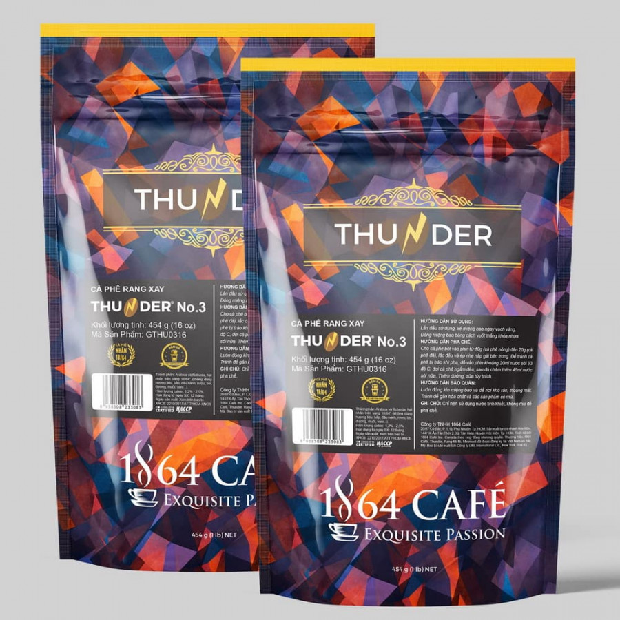 908g Cà Phê Thunder No.3 Xay Sẵn Pha Phin Gu Việt – 1864 CAFÉ