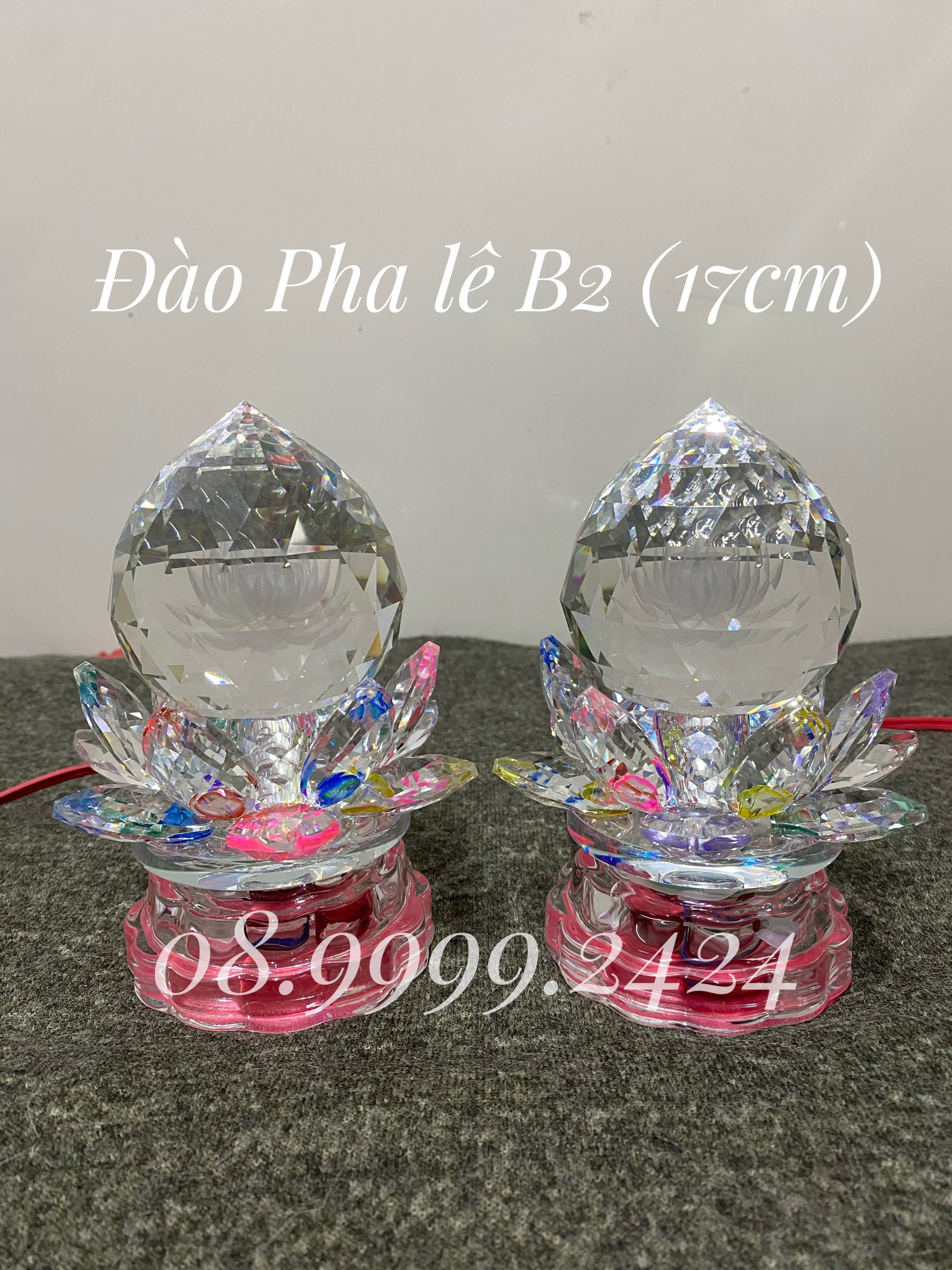 ĐÈN THỜ PHA LÊ CAO CẤP ĐÀO B2 (17cm) 1 CẶP