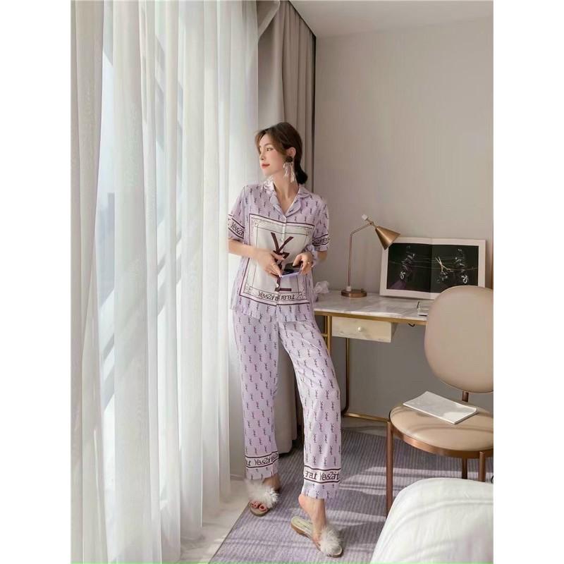 BỘ PIJAMA CỘC TAY QUẦN DÀI CHỮ L V SIÊU XINH