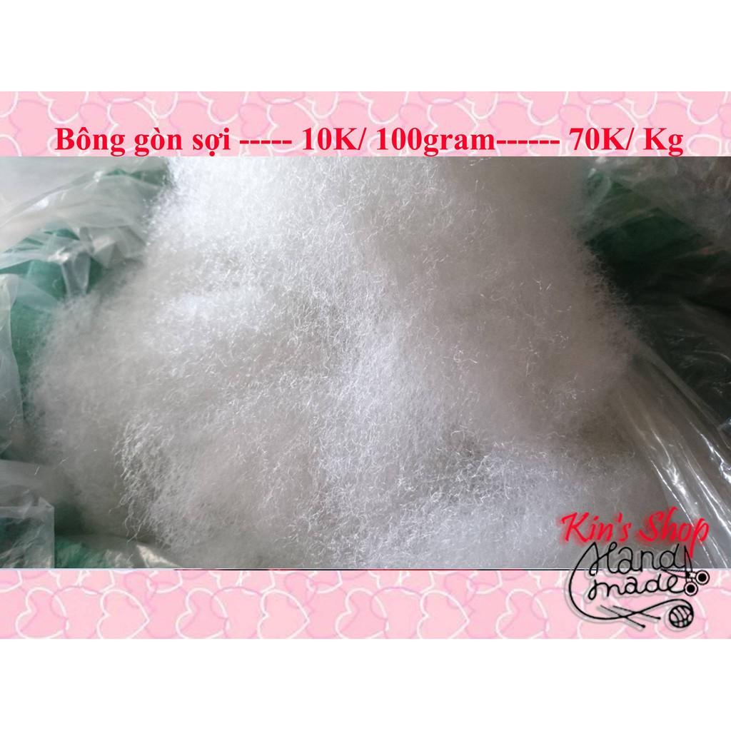 100g Bông gòn bi, gòn xơ và gòn lông vũ chuyên nhồi thú bông, gối ôm handmade