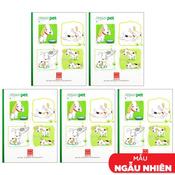 Combo 5 Vở Class Funny Pet - 4 Ly Ngang 200 Trang 58gsm - Hồng Hà 0443 (Mẫu Màu Giao Ngẫu Nhiên)