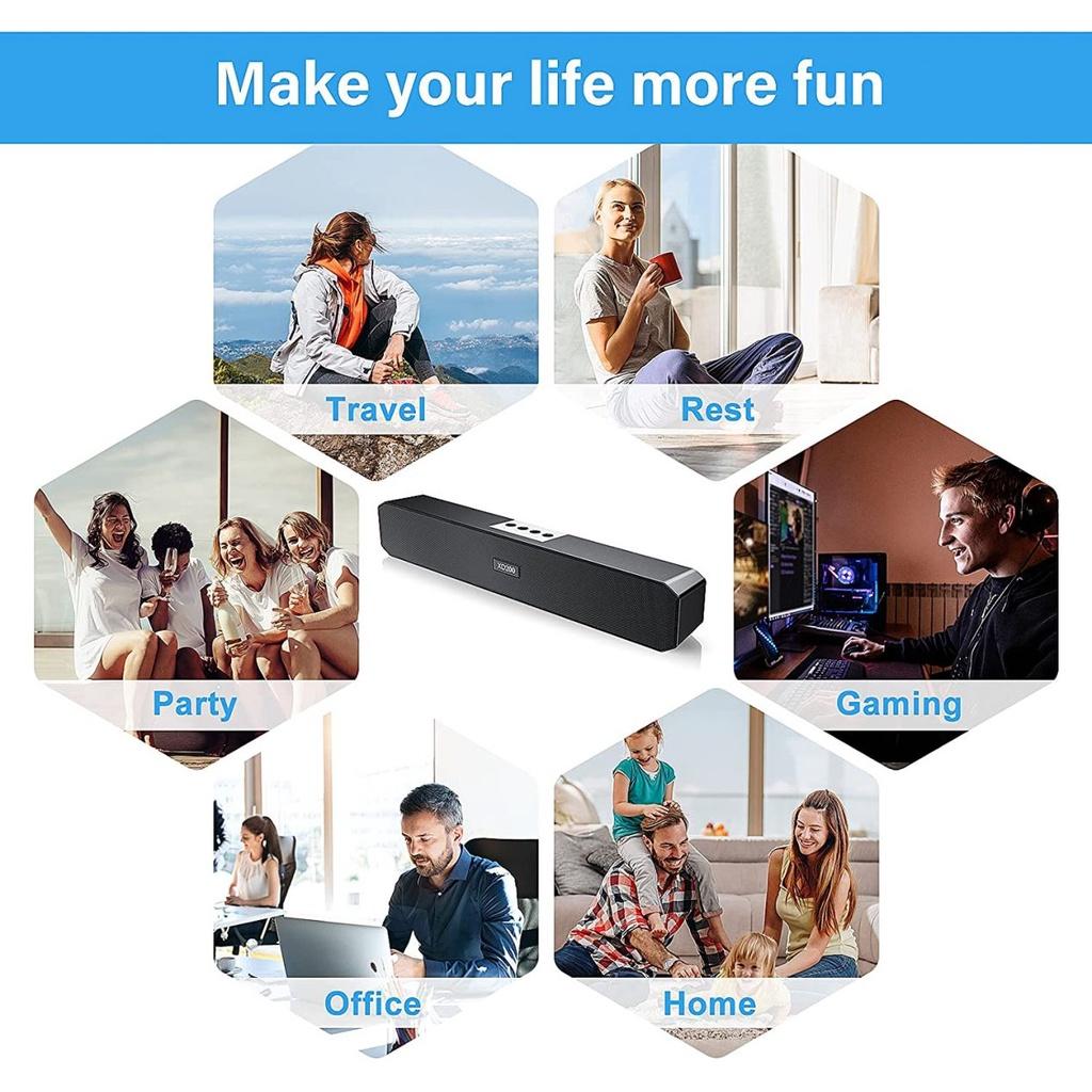 Loa không dây Soundbar XD200 - Loa ti vi, vi tính bluetooth 5.0 - Âm thanh nổi Hi-fi 4D - Có jack cắm 3.5mm âm thanh hay