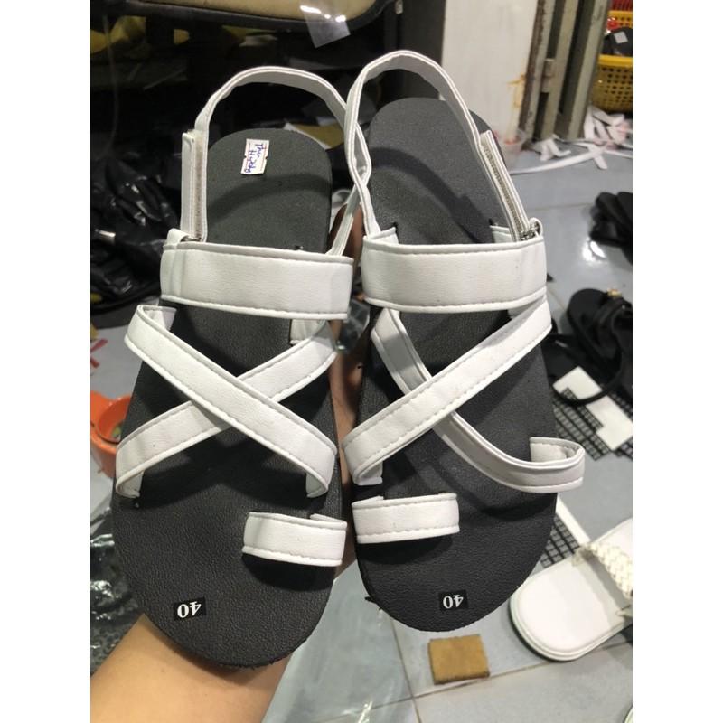 Dép sandal nữ đế đen quai trắng ,size 35 nữ đến 40 nữ,size khác ib chọn thêm