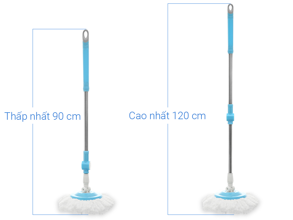 Bộ lau nhà GỒM CÂY LAU xoay 360 tự vắt độ dài 120cm + THÙNG đựng nước BHX VNS 156 - màu xanh