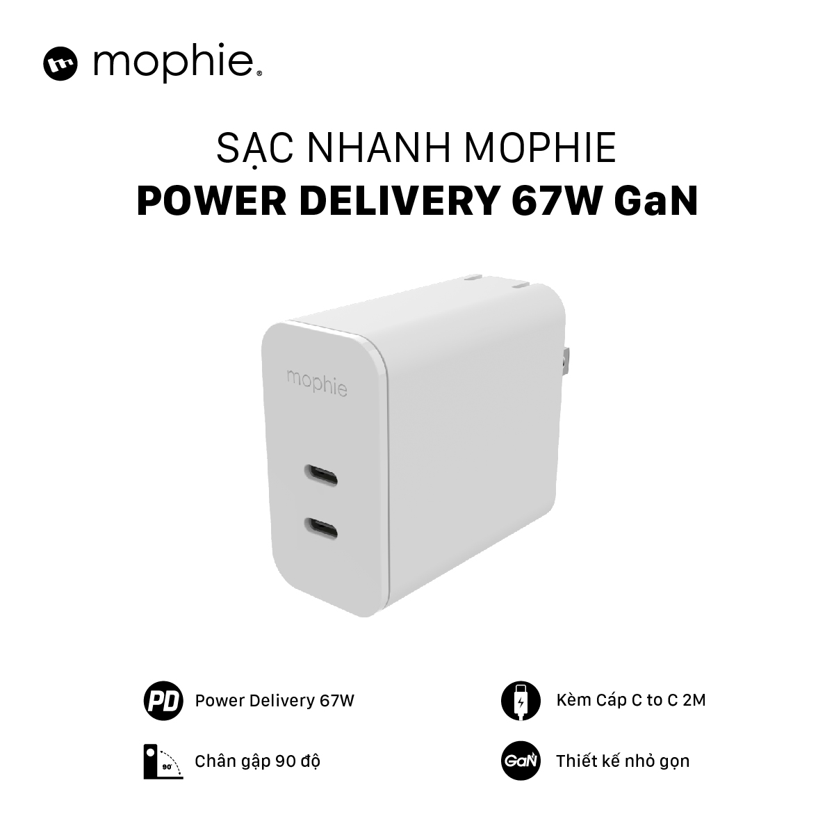 Sạc nhanh Mophie Power Delivery 67W GaN