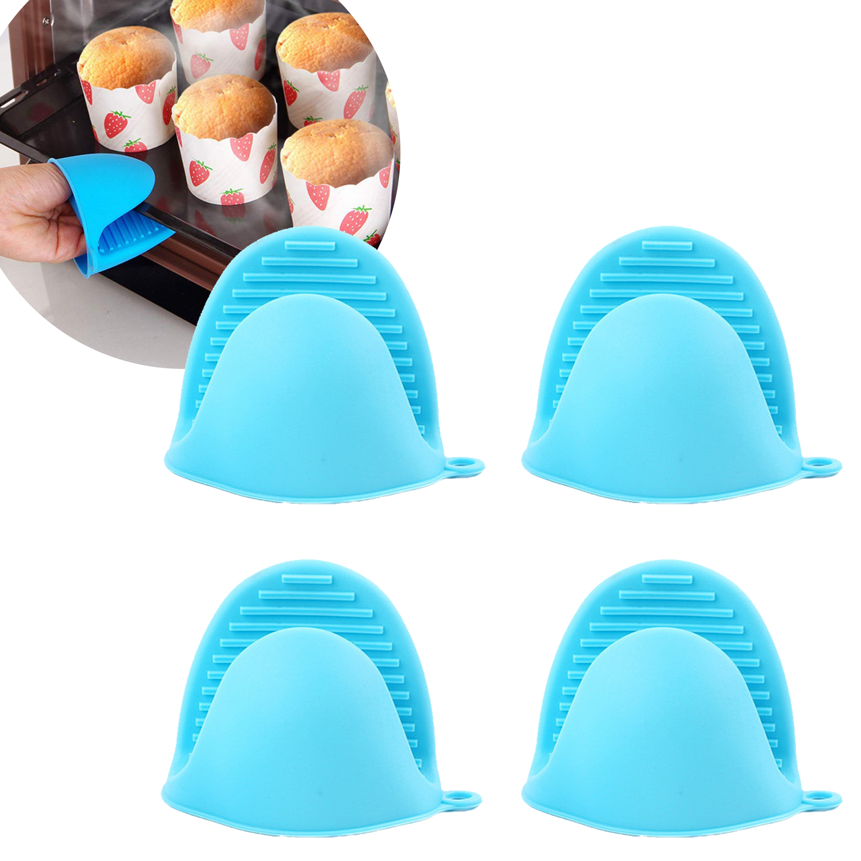 Set 4 Cái Găng Kẹp Tay Mỏ Vịt Nhấc Nồi Silicon Cách Nhiệt Chống Nóng