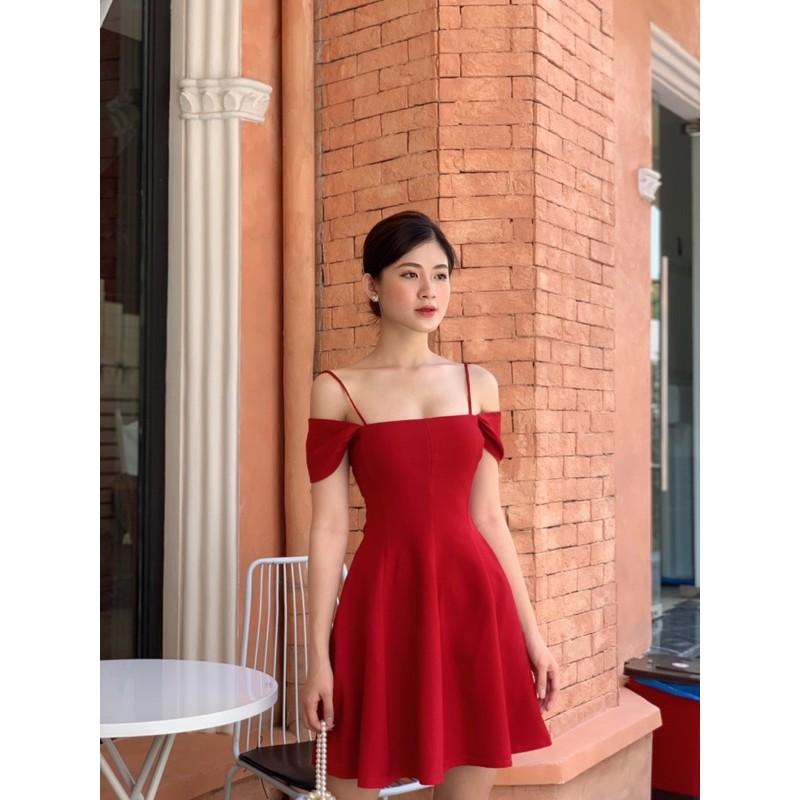 Đầm xoè bẹt vai cách điệu Siêu XINH SHOP CHỤP