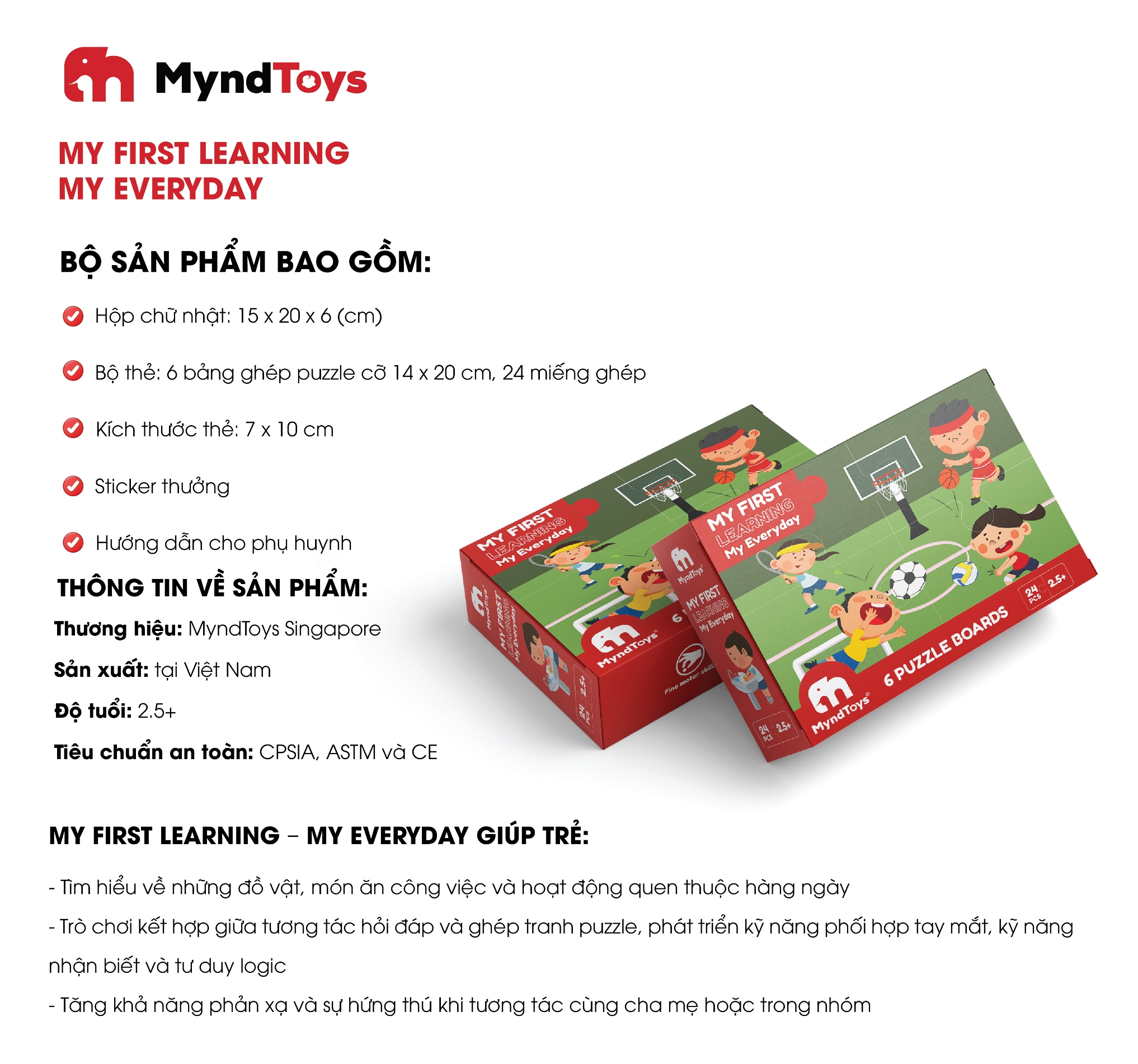 Đồ chơi Giáo dục MyndToys Xếp hình puzzle thông minh My First Learning – My Everyday cho bé từ 2.5 tuổi