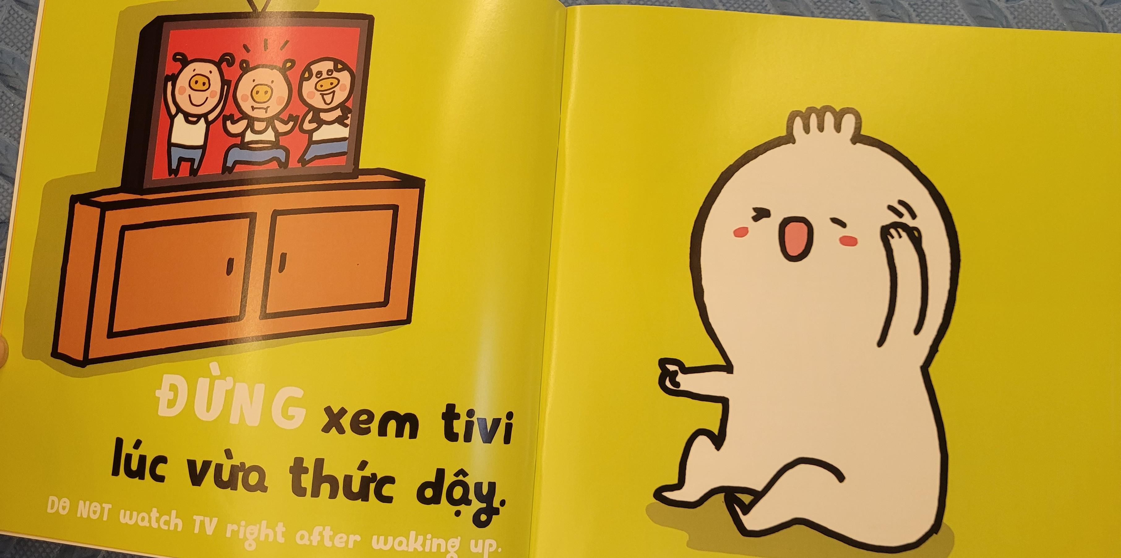 Sách Ehon Miu Bé Nhỏ Phần 1 Song Ngữ - Đừng Xem Tivi Nhiều Nhé