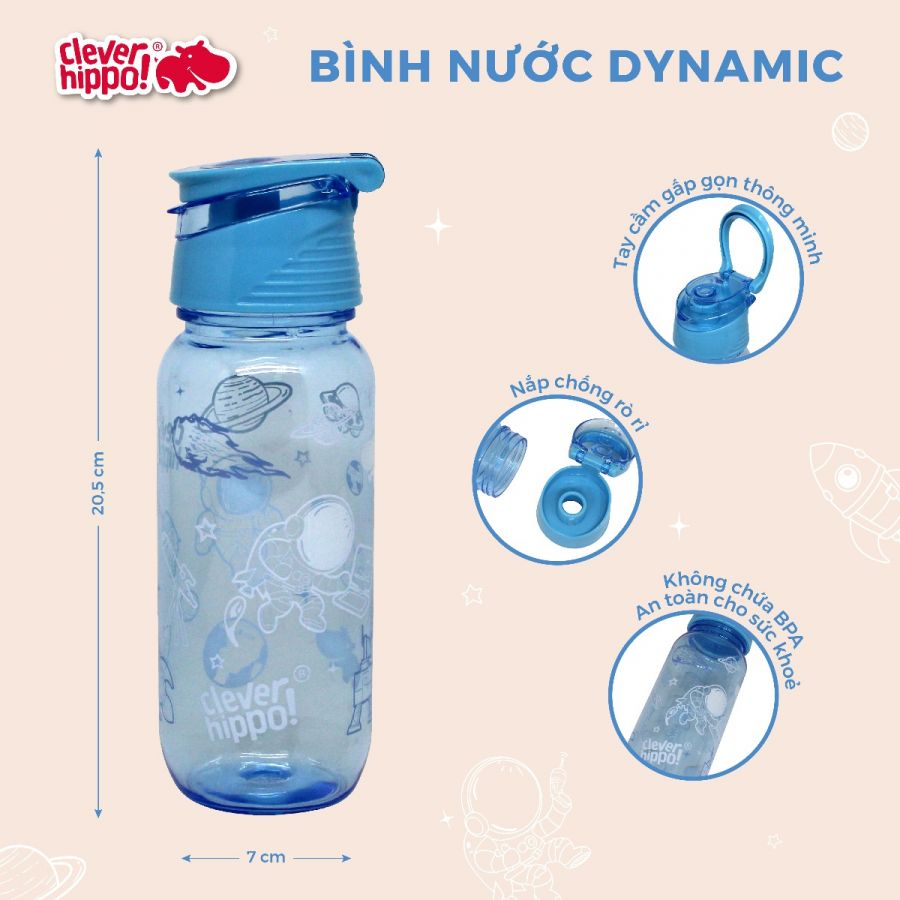 Bình Nước Nhựa Space Adventure CLEVER HIPPO WB01/BLUE