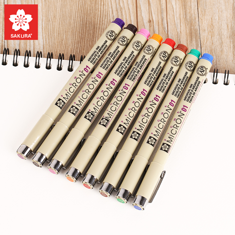 Set 8 Bút kim màu đi nét chuyên nghiệp Sakura Pigma Micron cỡ 05