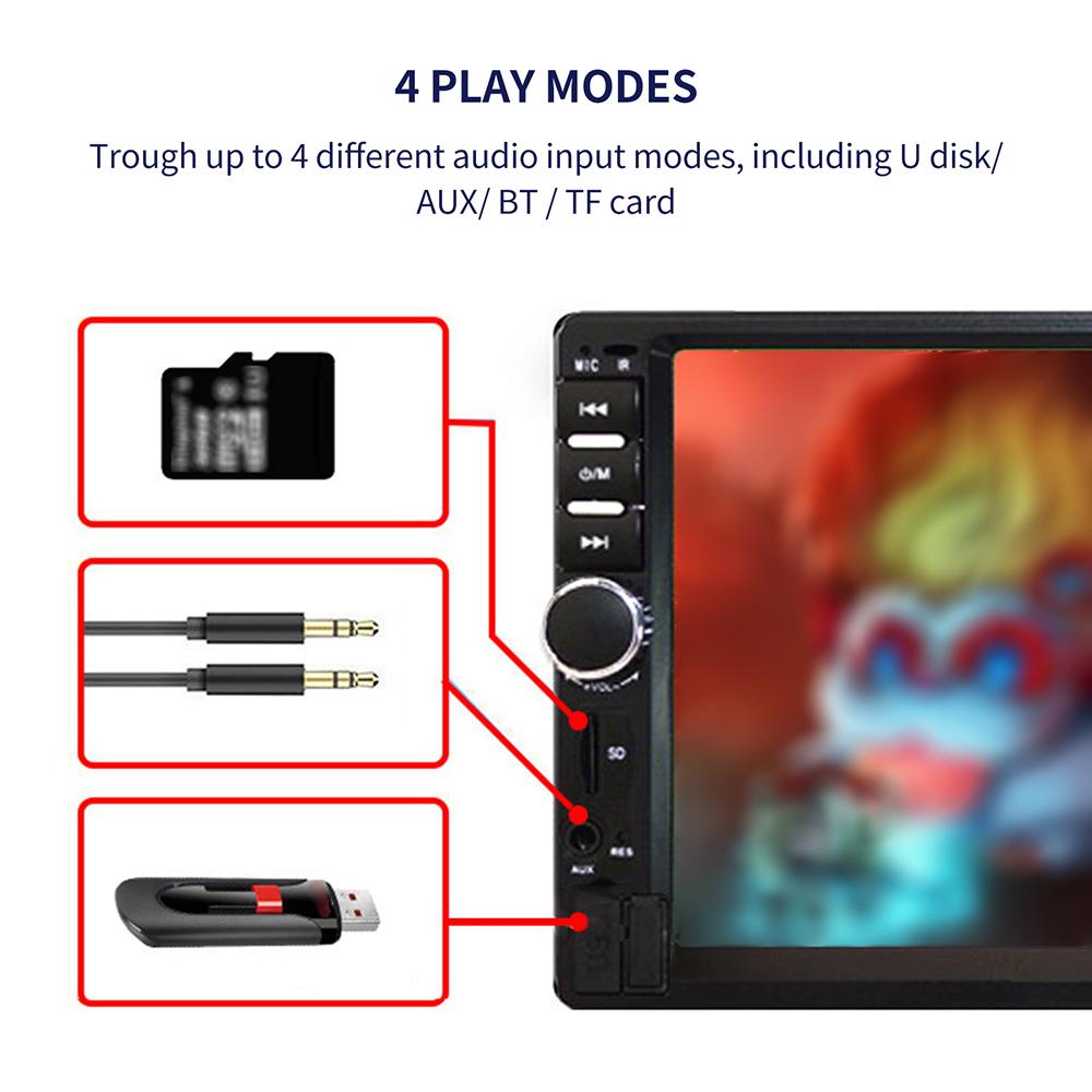 BT Car Stereo Audio MP5 Player Rearview Function FM Radio with Remote Control 7'' Touch Screen 4 Play Modes