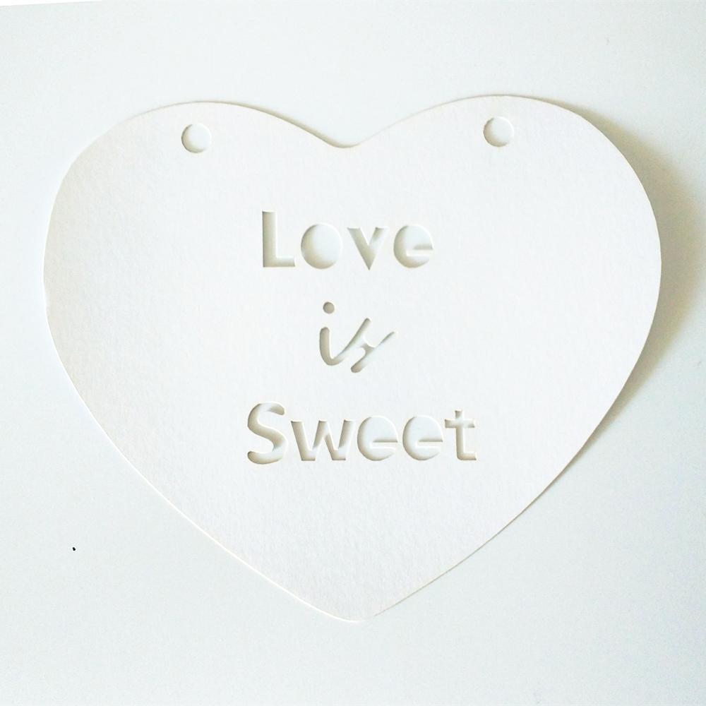 White Heart Bunting Banner Love Is Sweet Garland Wedding Party Decoration