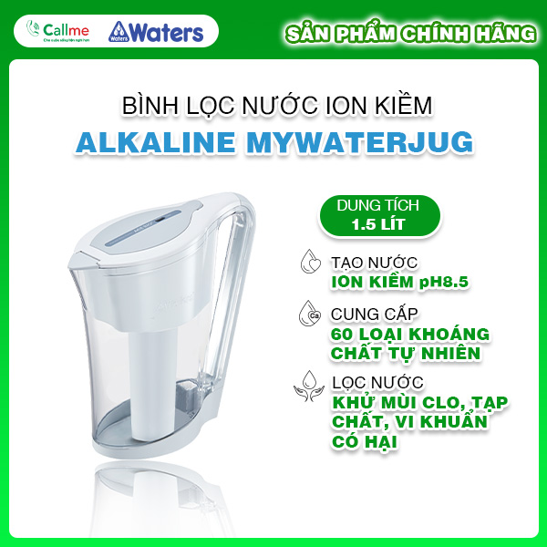 Bình lọc nước Ion kiềm ALkaline WaterJug - Hàng chính hãng - Tạo nước kiềm tốt cho sức khỏe, Lọc Clo, tạp chất và vi khuẩn có hại trong nước
