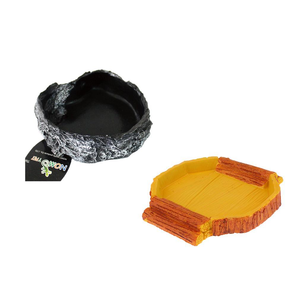 2Pcs Reptile Food Feed Dish Water Bowl for Tortoise Spider