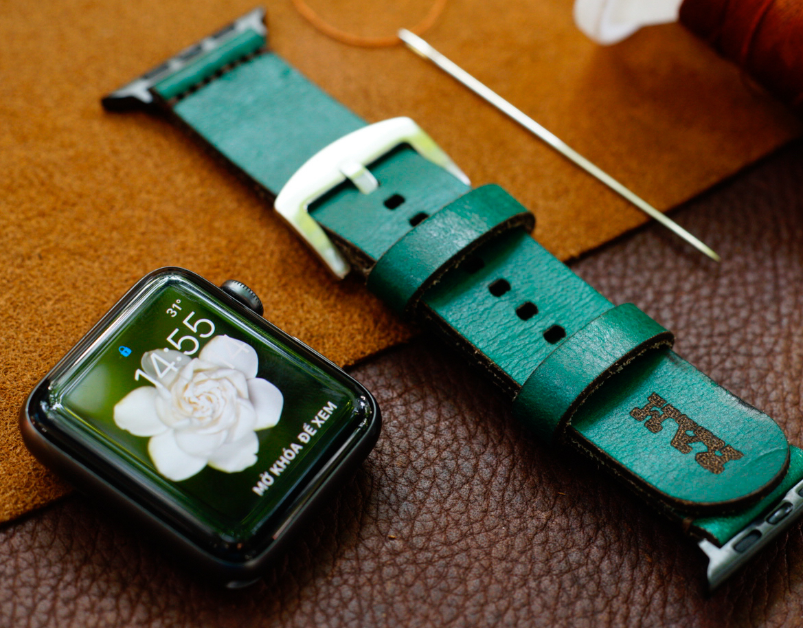 DÂY ĐỒNG HỒ DA BÒ THẬT XA LÁ RAM SIMPLE S- GREEN - HÀNG CHÍNH HÃNG