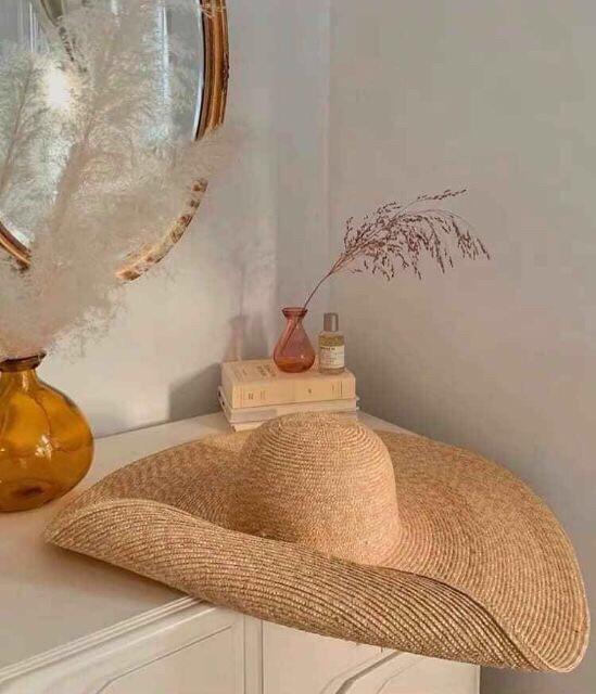 Mũ cói vàng siêu rộng sanh xịn kèm ảnh thật (vành ~70-75cm