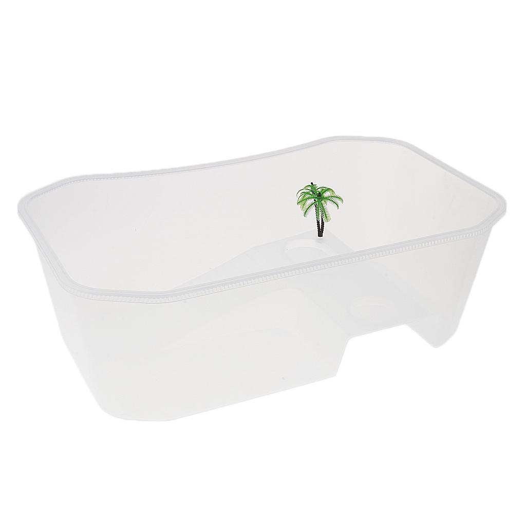 2 Pieces Plastic Reptile Terrapin Tortoise Turtle Tank Vivarium Feeding Box