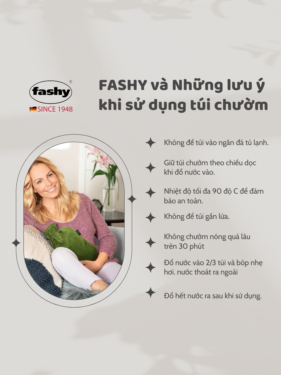 Túi chườm Fashy Germany Bọc Nhung 100% nhập khẩu từ Đức giúp giữ ấm, giảm đau tự nhiên