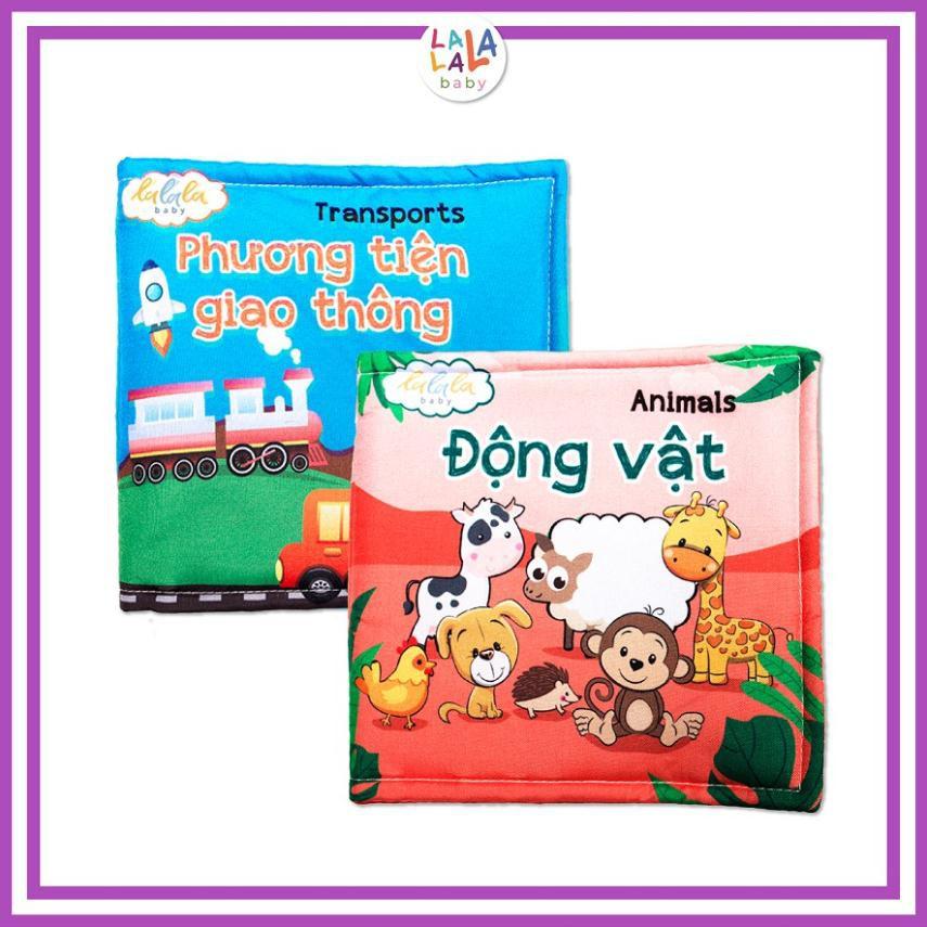 Combo 2 cuốn sách vải , kích thích đa giác quan, kích thước 15x15cm 12 trang