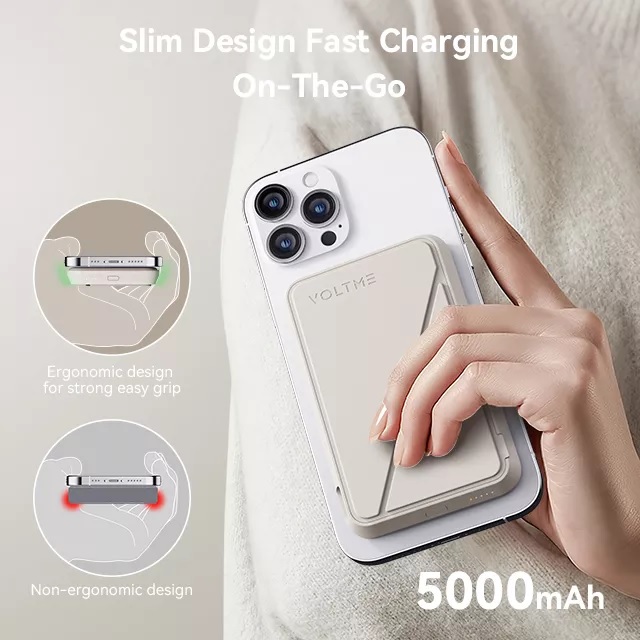 Pin Sạc Dự Phòng Không Dây Voltme MagPak 5K Magnetic Wireless Battery Charger 5000mAh Power Capacity (Hàng chính hãng)