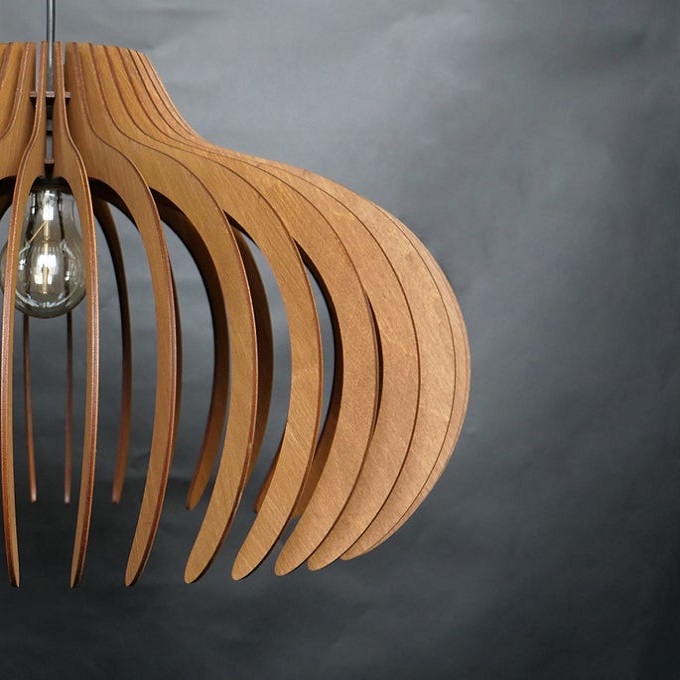 Đèn gỗ thả trần CAO CẤP hiện đại sang trọng 30x51cm chất liệu gỗ trang trí cho phòng khách nhà căn hộ decor nhà quán cafe