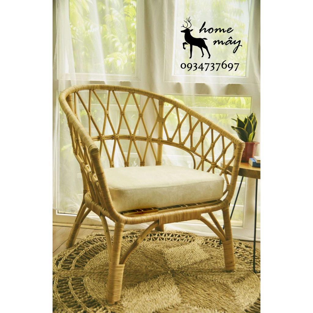 Ghế mây thư giản đọc sách, ghế mây đọc sách 100% mây tự nhiên. HOME MÂY mây chà vỏ cao cấp