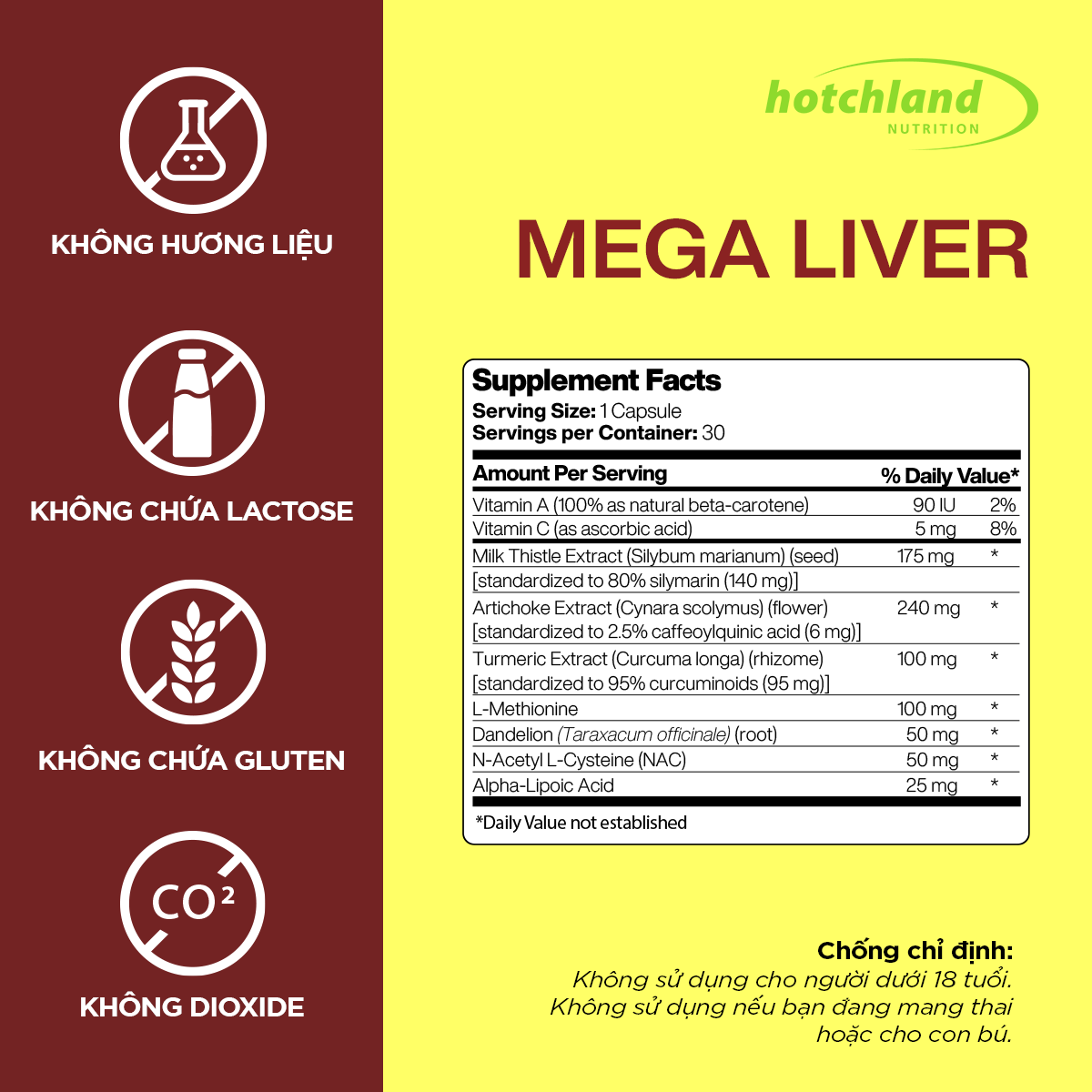 Viên uống hỗ trợ giải độc, hạ men gan, gan nhiễm mỡ, giải độc gan hiệu quả Hotchland Mega Liver TPBVSK-Hàng chính hãng -HL0122