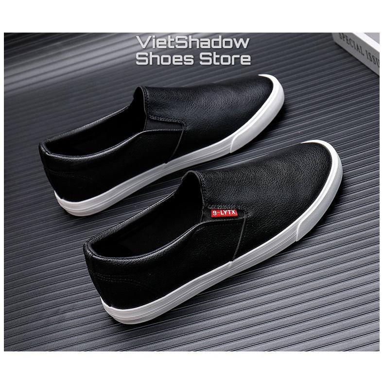 Giày lười slip on nam - Chất liệu da PU, đế cao su 2 màu đen, trắng - Mã SP GL902