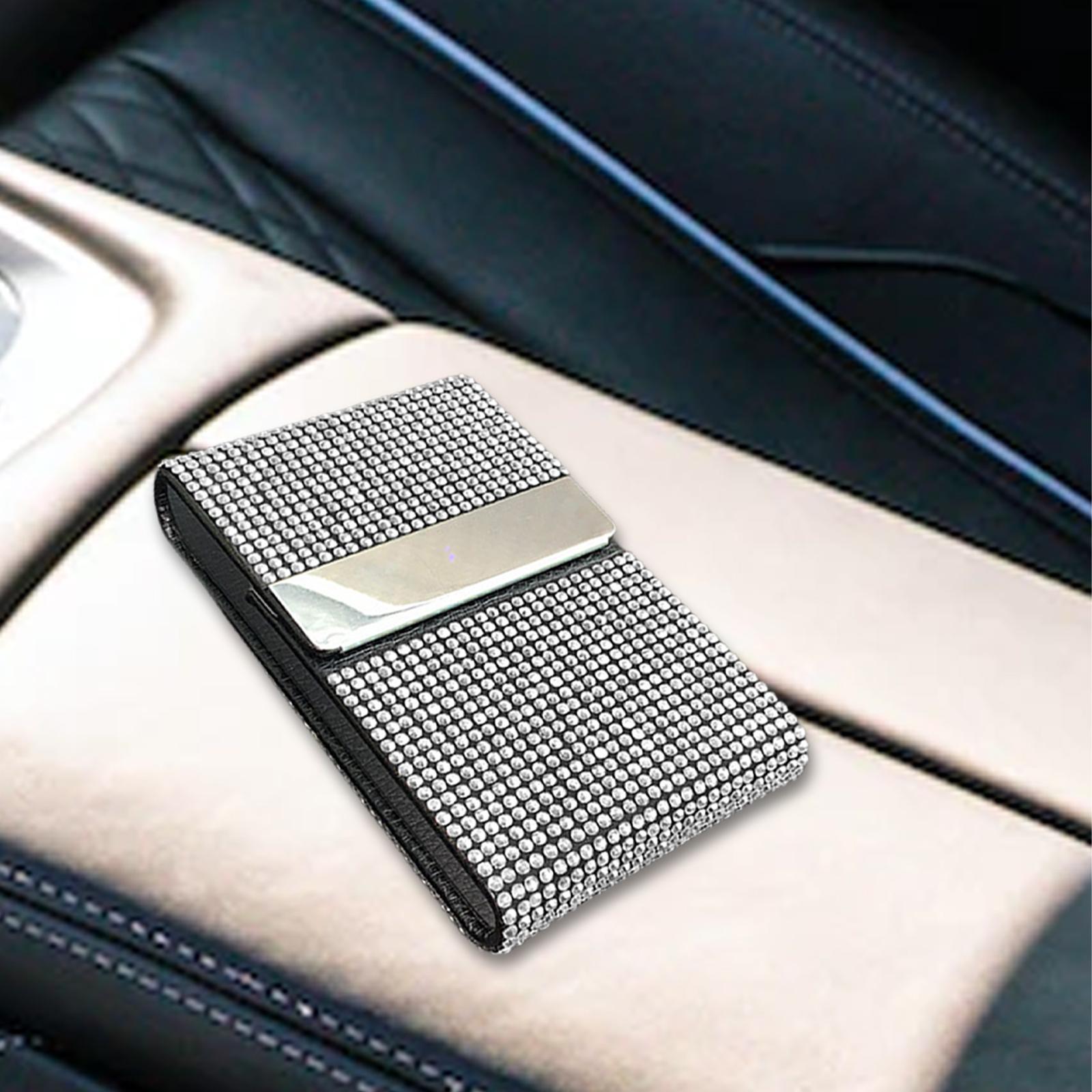 Minimalist ID Card Holder, Card Pocket Multifunctional Card Case with Rhinestones Document Organizer Wallet Pouch for ID Card Men