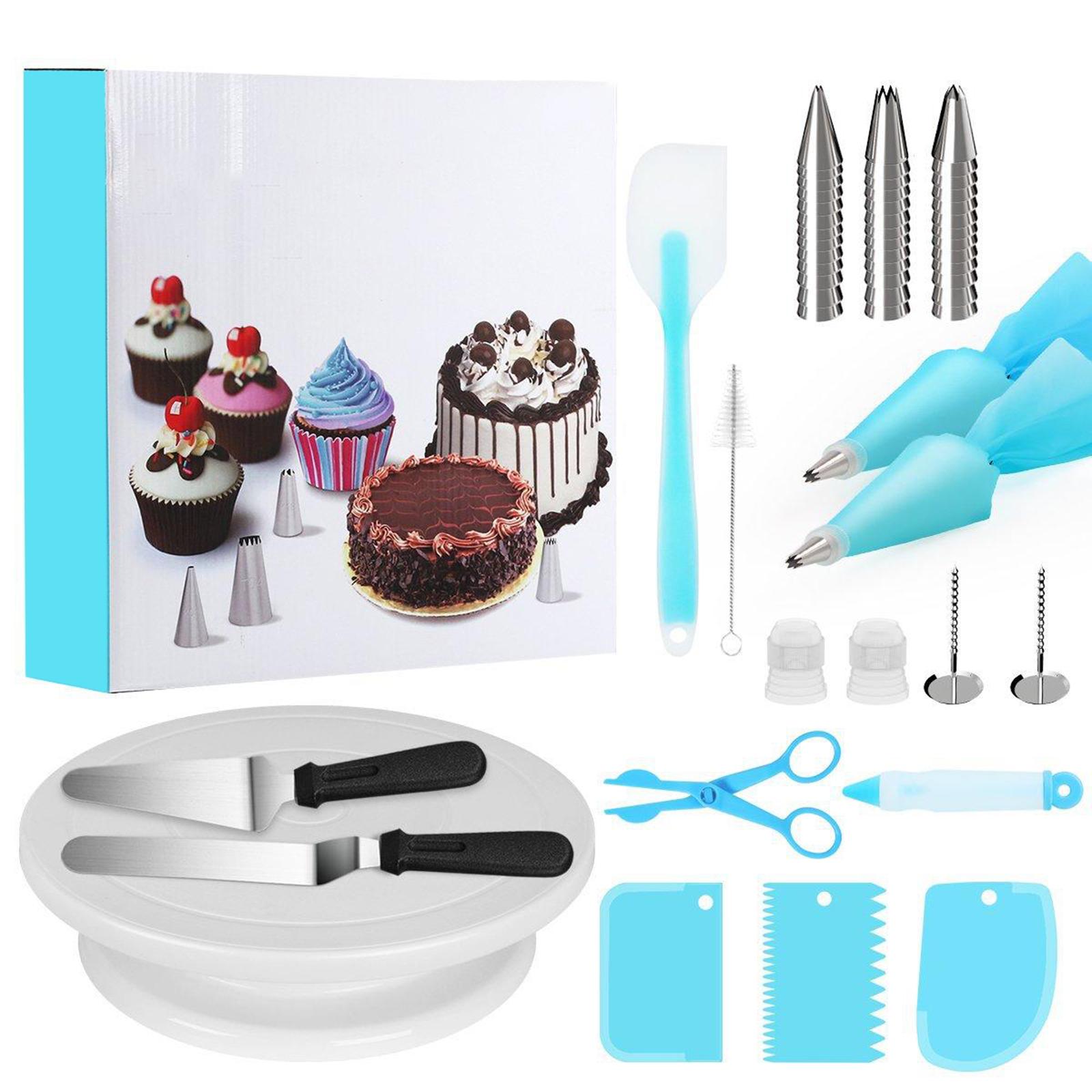 52pcs Cake Decorating Kit Cake Decoration Supplies Set Tool for Home Kitchen, Cake Decoration Equipment Supplies w/ Cake Turntable & Icing Spatula
