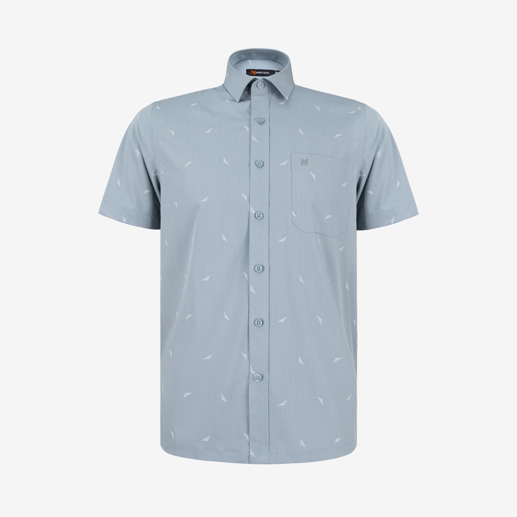 Áo sơ mi nam KHATOCO Tailor Fit ngắn tay A1MN498T2-CNIN773-2704-N