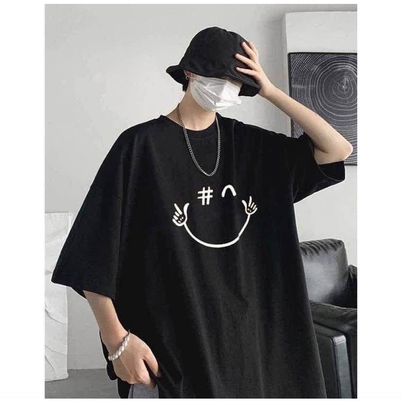 Áo thun nam nữ unisex phom rộng mặt cười vui vẻ