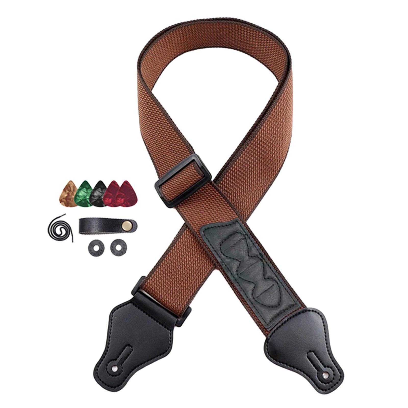 Guitar Strap with Pick Holders, Comfort PU Leather Ends, Universal Adjustable Guitar Shoulder Straps Belts