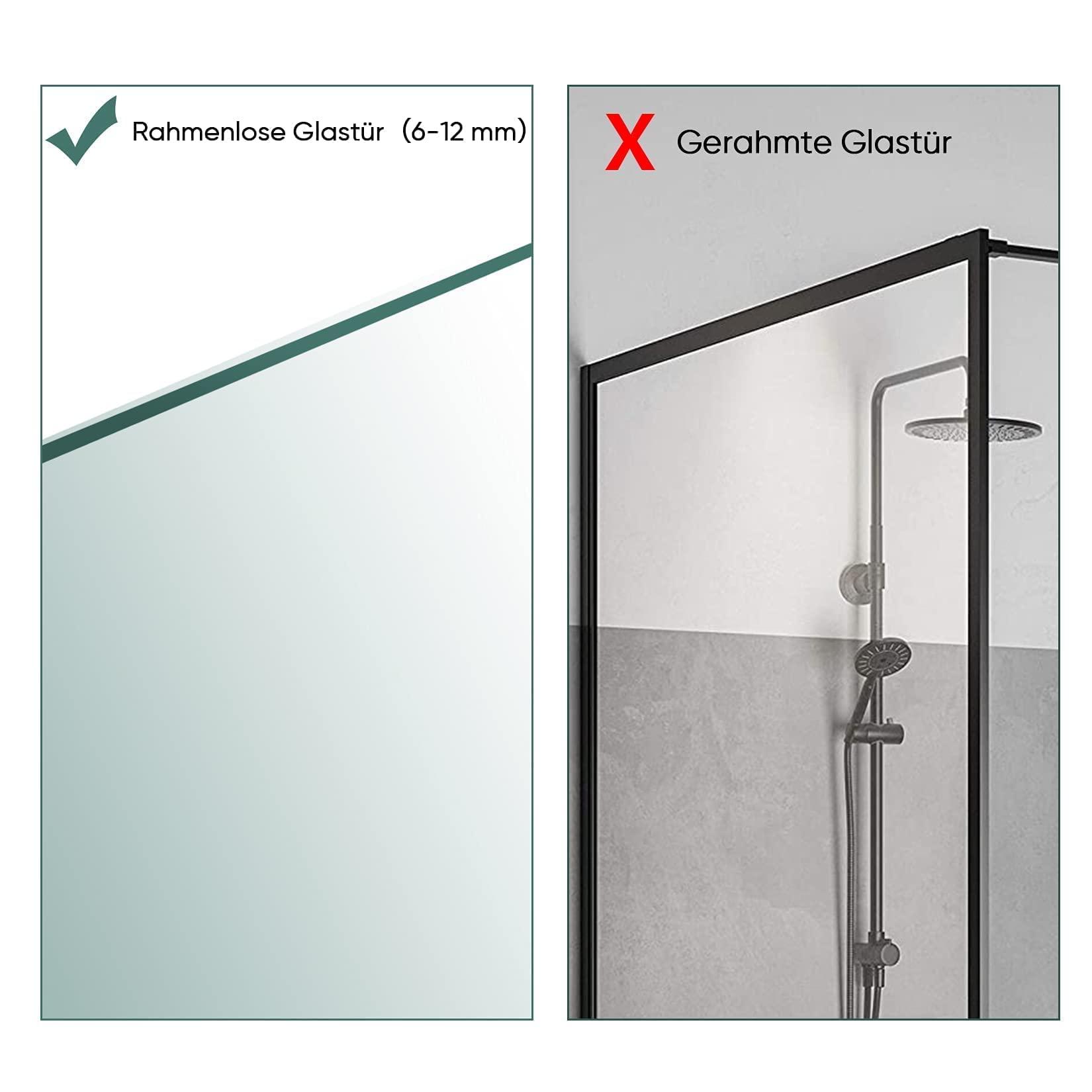 Móc tường tắm - Móc tắm mà không cần khoan 2 bộ bảo vệ cao su | Khung cho khăn tắm tắm | Đối với độ dày thủy tinh 6-12 mm