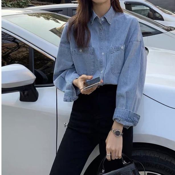 Áo jean dài tay phong cách, áo jean hai màu nổi bật A2