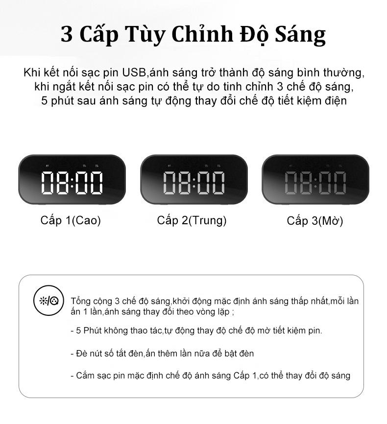 Loa Bluetooth công nghệ Bluetooth 4.2,kiêm đồng hồ, có khe cắm thẻ nhớ