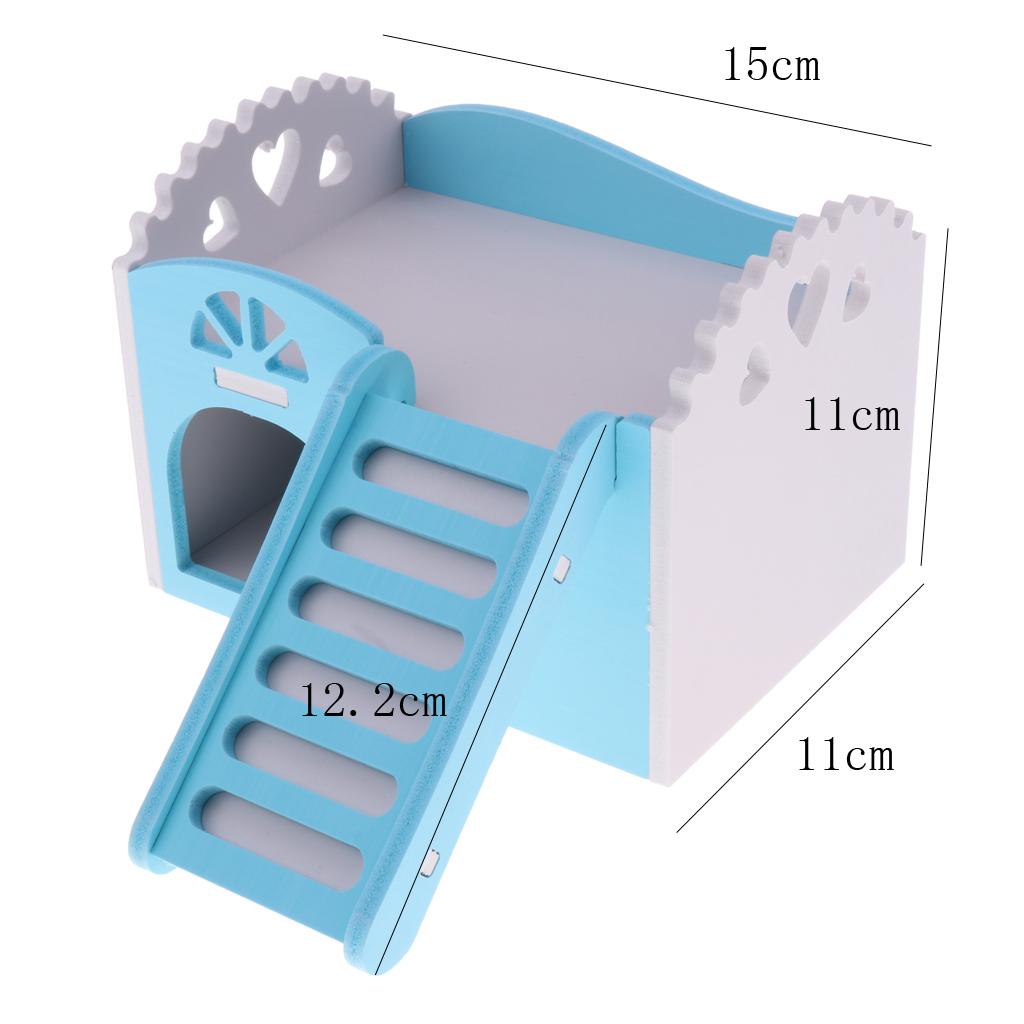 Wooden Hamster House Rat Mouse Gym Exercise Funny Ladder Toy Bed Nest Blue