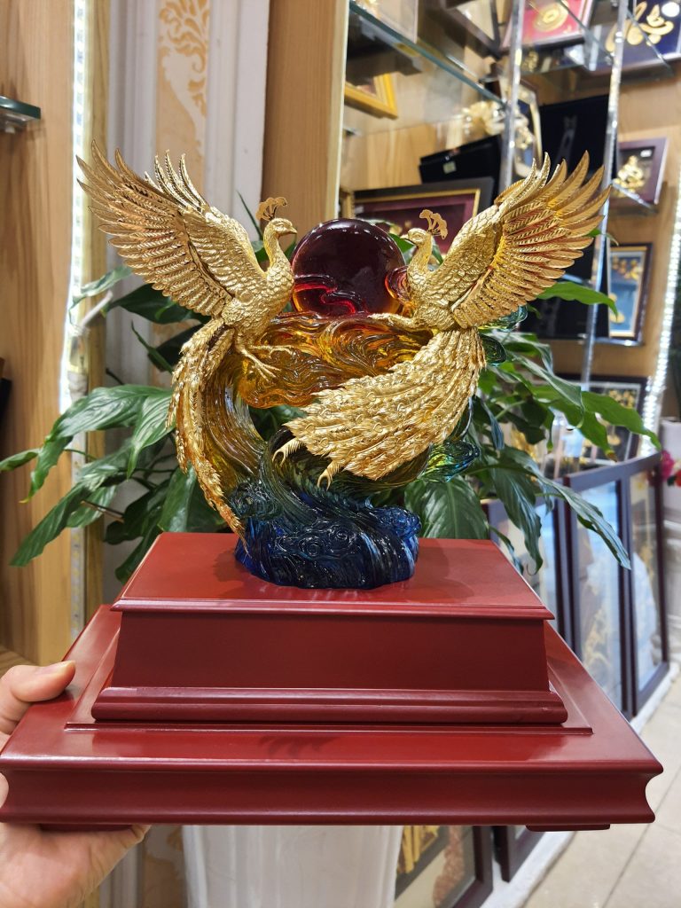 Tượng phượng hoàng dát vàng 24k MT Gold Art- Hàng chính hãng, trang trí nhà cửa, phòng làm việc, quà tặng sếp, đối tác, khách hàng, tân gia, khai trương